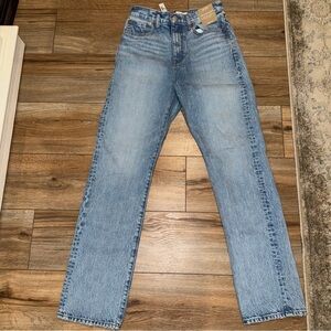 $128 NWT Madewell The 90’s Straight Jean 25 High Rise Pocket Encore Wash Cotton